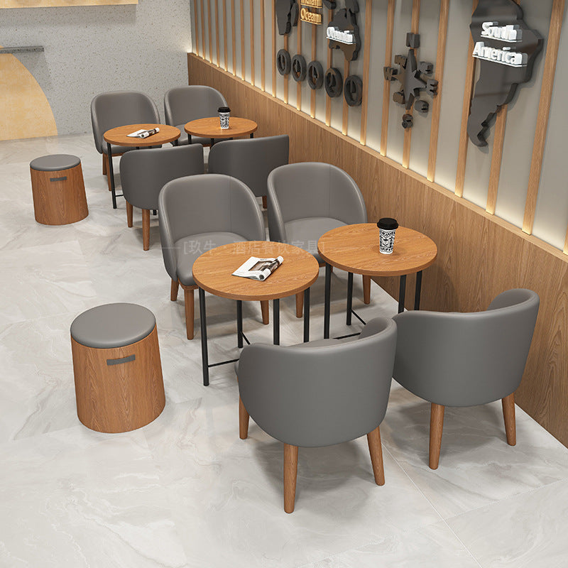 Cafe Solid wood high stool Table and chair combination Simple restaurant Convenience store Table and chair Bar Clear bar Backrest high chair