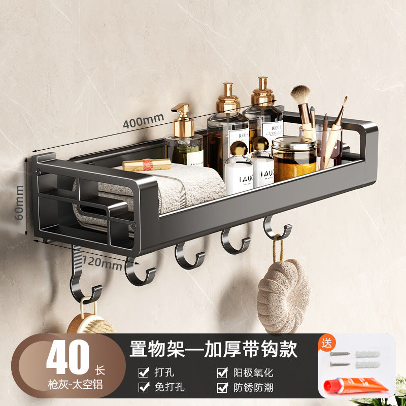 Wholesale Factory Direct Sales Thickened Profile Toilet Shelf Space Aluminum Bathroom Cosmetics Storage Rack No Punching