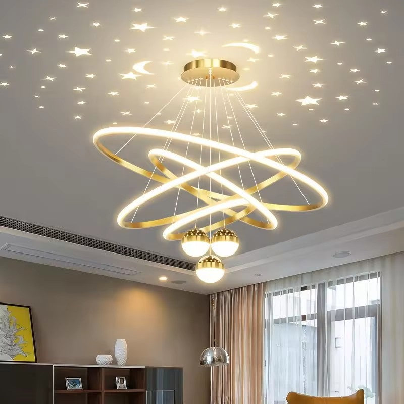 Zhongshan Lighting Starry Sky Projection Ceiling Light Apartment Living Room Light Main Light Dining Room Chandelier Bedroom Living Room Chandelier