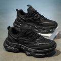 Black warrior men's winter running shoes - shock absorbing air cushion sneakers - men's casual height increasing black dad shoes - trendy footwear