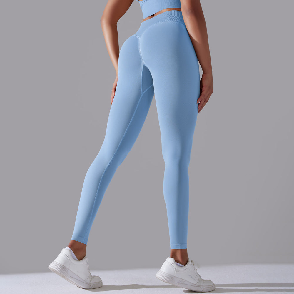 fashion seamless knittingpure colorhigh waist tight peach butt yoga pants sports running fitness nine-point pants