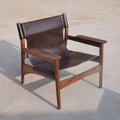 Vintage saddle chair - home living room balcony retro solid wood single leisure chair - designer style light luxury sofa chair