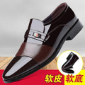 Processed men's glossy leather shoes business casual formal shoes soft bottomnon-slip middle-aged and elderly bean shoes