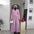 European and american cross-border women's fashion:  spring new collection - striped asymmetrical long sleeve shirt and wide leg pants set