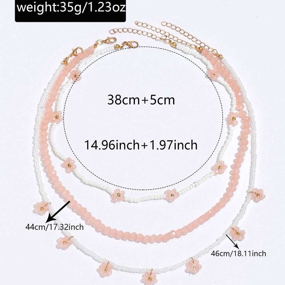 Flower beaded necklace wholesale european and american cross-border autumn and winter accessories multi-layered niche stylish women's rice bead sweater chain