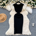 Elegant goddess style classy sense of knittingdress female sense of designniche style silmslimming lookelegantcontrast color hip skirt