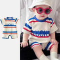 Boys' summer lightweight striped romper -  new summer collection - kids' loose-fit short-sleeve t-shirt romper