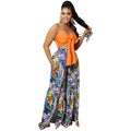 C5815 cross-border fashion two-piece set: bandeau top & backless printed slit pants - new arrivals for  &  (us/europe)
