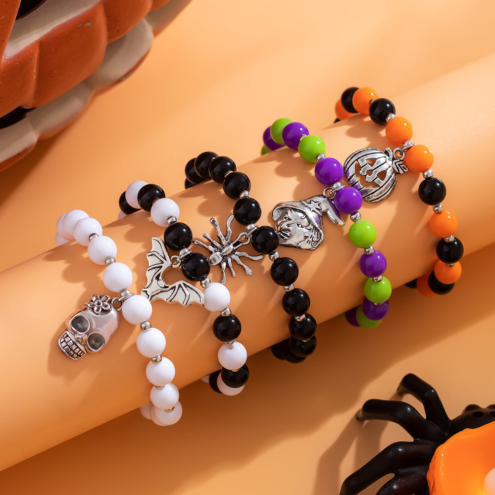 Halloween pumpkin bracelet wholesale fashion cross-border jewelry women's new ghost face skull bat pendant bracelet accessories