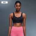 Front zip high-impact sports bra for women, one-piece cup, shockproof, push-up yoga bra with adjustable straps d25115