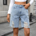 European and american cross-border foreign trade  independent station summer retro mid-waist raw edge worn hot girl denim shorts for women