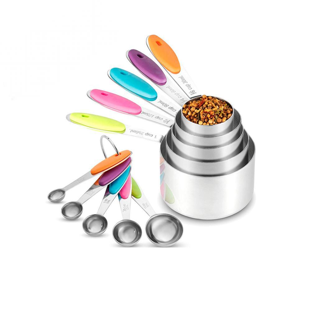 Cross-border stainless steel with graduated measuring cup, measuring spoon, high temperature resistant baking measuring spoon set, silicone coffee spoon, baking tool
