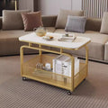 Modern minimalist mobile square rock slab coffee table - small apartment mobile cart side table coffee table square table