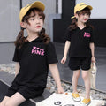 Girls' summer outfit set : trendy two-piece casual sportswear for little girls and big girls