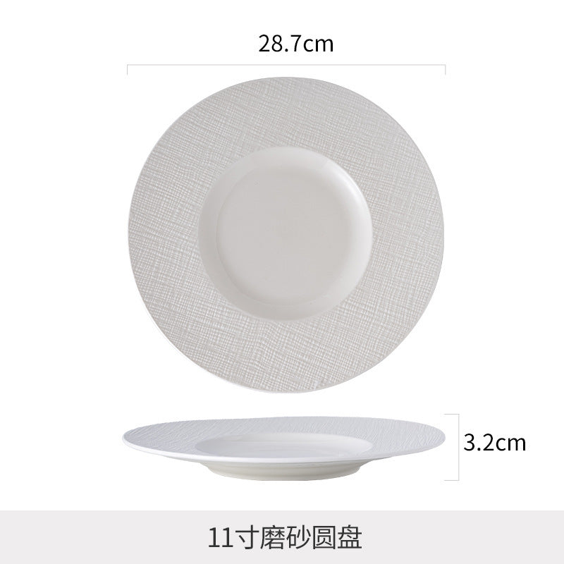 Simple ceramic frosted shallow plate dessert straw hat plate high-end for home salad deep plate tableware hotel commercial