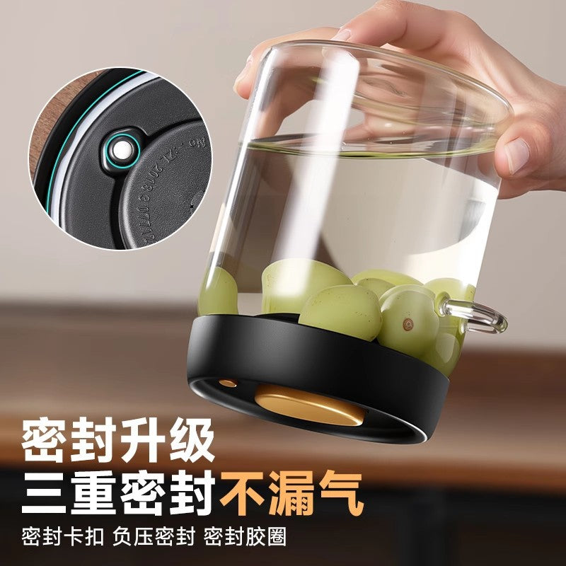 Coffee bean airtight canister with spoon, vacuum storage jar, glass tea canister, food storage container, household milk powder storage container