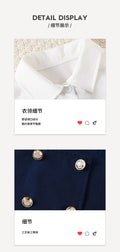 Export kids suit three-piece dark blue vest long sleevesshirt trousers british style girlsuit