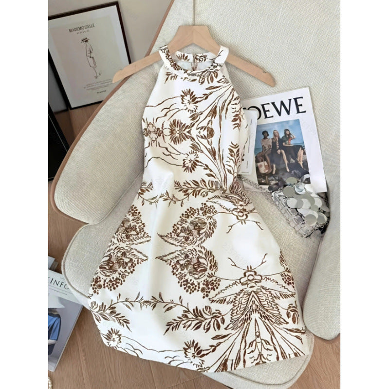 Women's new summer fashionable elegant floral print sleeveless a-line mini dress - perfect for going out and dating