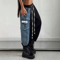 Amazon tiktok pinduoduo foreign trade cross-border fashion asymmetrical denim stitching leggings overalls