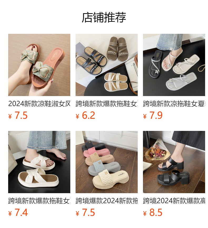 hot-selling 2026 new wedge heel slippers for women, summer outdoor wear, thick-soled, non-slip, fashionable and versatile sandals, women's export