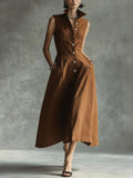 European and american cross-border independent station  summer new fashion casual stand collar elegant trendy button-down dress