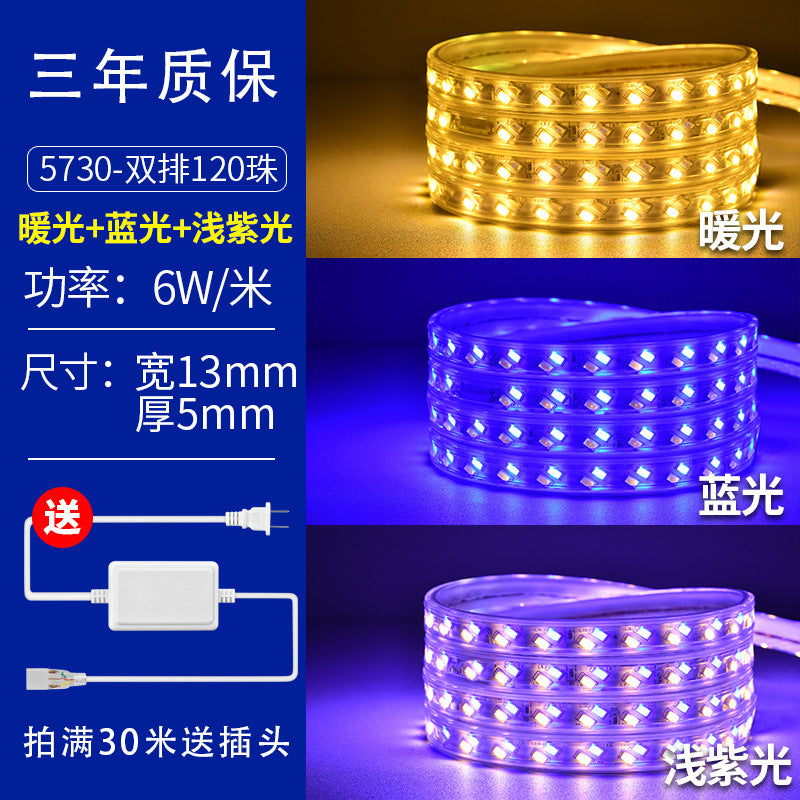 Led strip lights, tri-color dimmable, home use, color changing, living room ceiling, 220v outdoor waterproof rgb flexible strip lights