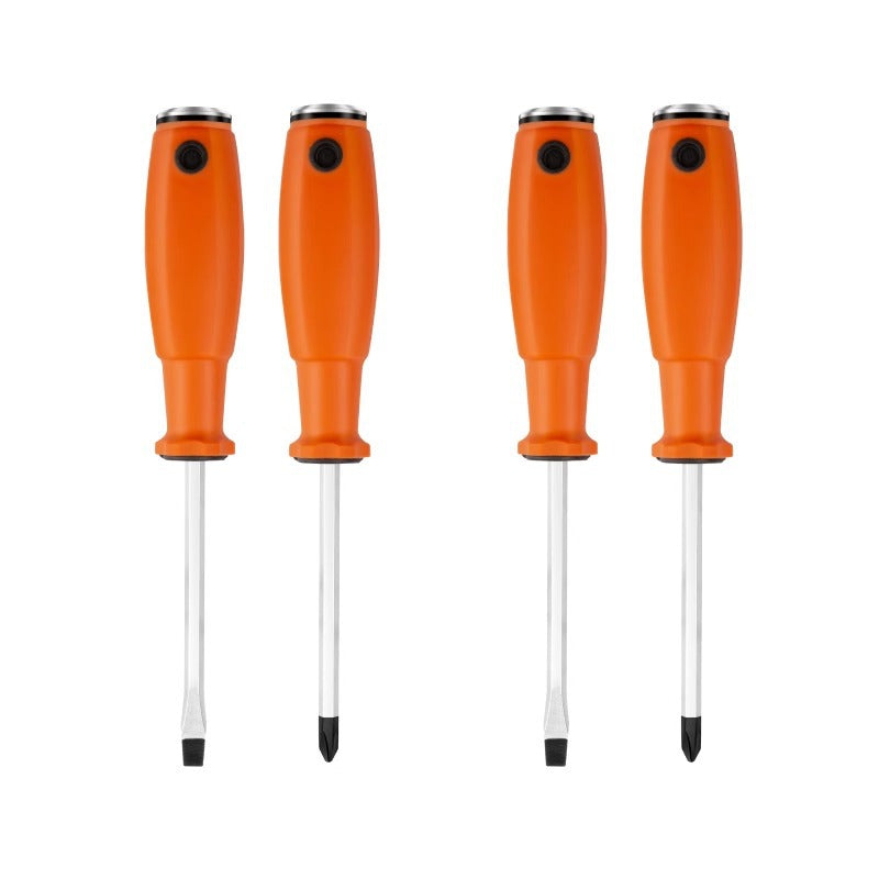 Baolian one-word batch through-heart impact screwdriver flat screwdriver cross screwdriver long rod plum blossom super hard industrial magnet