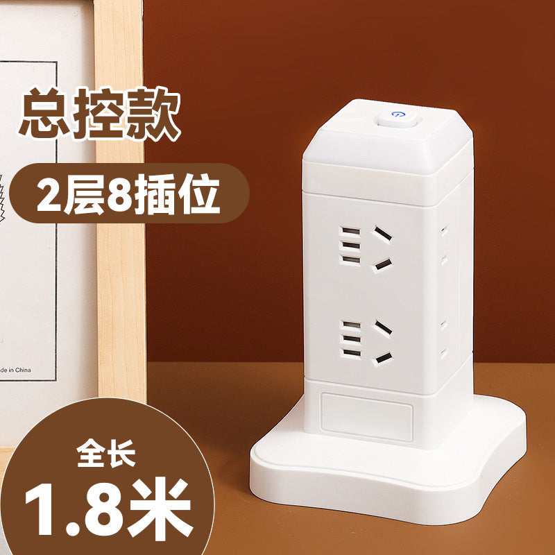 Authentic home & office vertical power strip - multi-outlet, pure copper, with usb ports - tower style