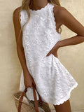 cross-border fashion: european & american style, new casual loose-fit lace sleeveless tank dress for  & export