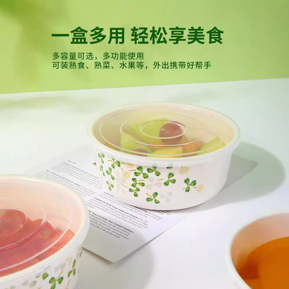 Bowl set Fresh-keeping bowl Instant noodle bowl Melamine tableware Lunch box Imitation porcelain round soup bowl with lid Sealed bento box