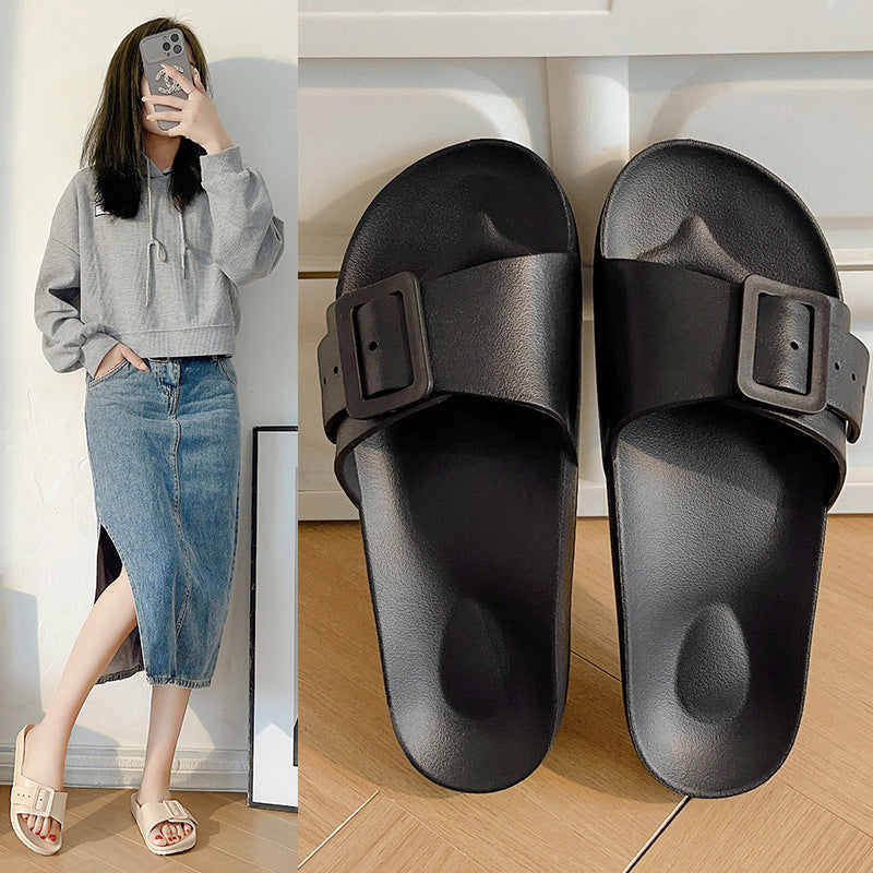Boken large-size slippers women's new Korean version of sandals to wear outside, casual home one-word drag soft-soled comfortable sandals size 43