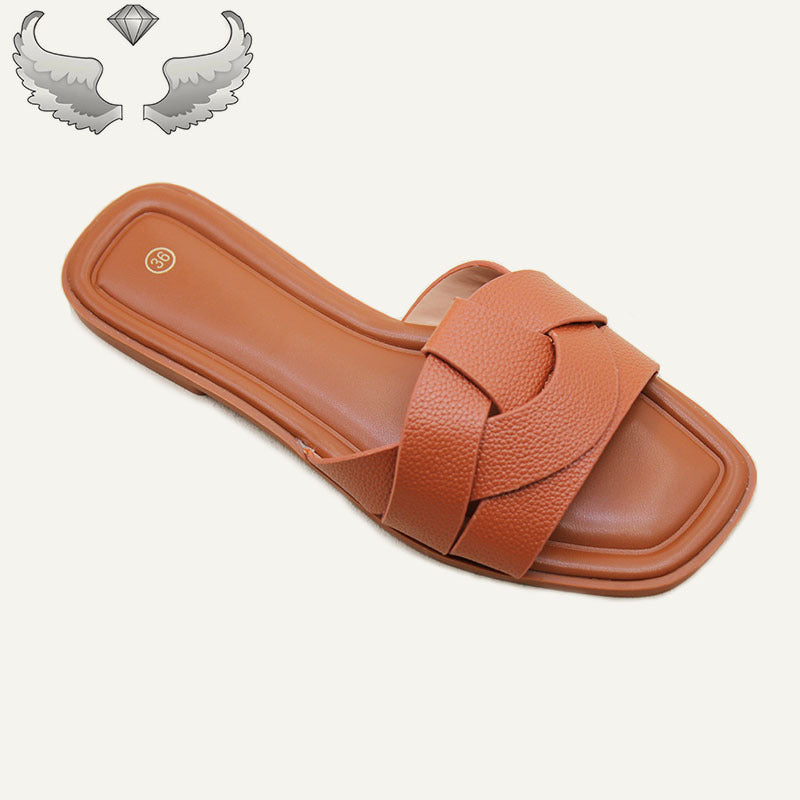 1688 Cross-border direct sales new fashionable, comfortable and non-slip outer wear flat-bottomed cool slippers Wholesale Slippers