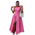 European and american women's clothing  autumn new collection: sweet and fresh sleeveless a-line maxi dress with cinched waist for a slimming silhouette