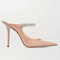 New arrival cross-border fashion one-strap super high-heeled sandals black pointed toe rhinestone high heels shallow mouth stiletto heels