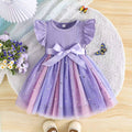 Children's clothingfashionsweet girl flying sleeves bows mesh summerdressfashion