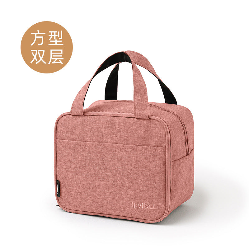 Bento bag, thermal insulation bag, double-layer lunch box, handbag, aluminum foil thickened large bag with rice bag, office worker lunch box bag.