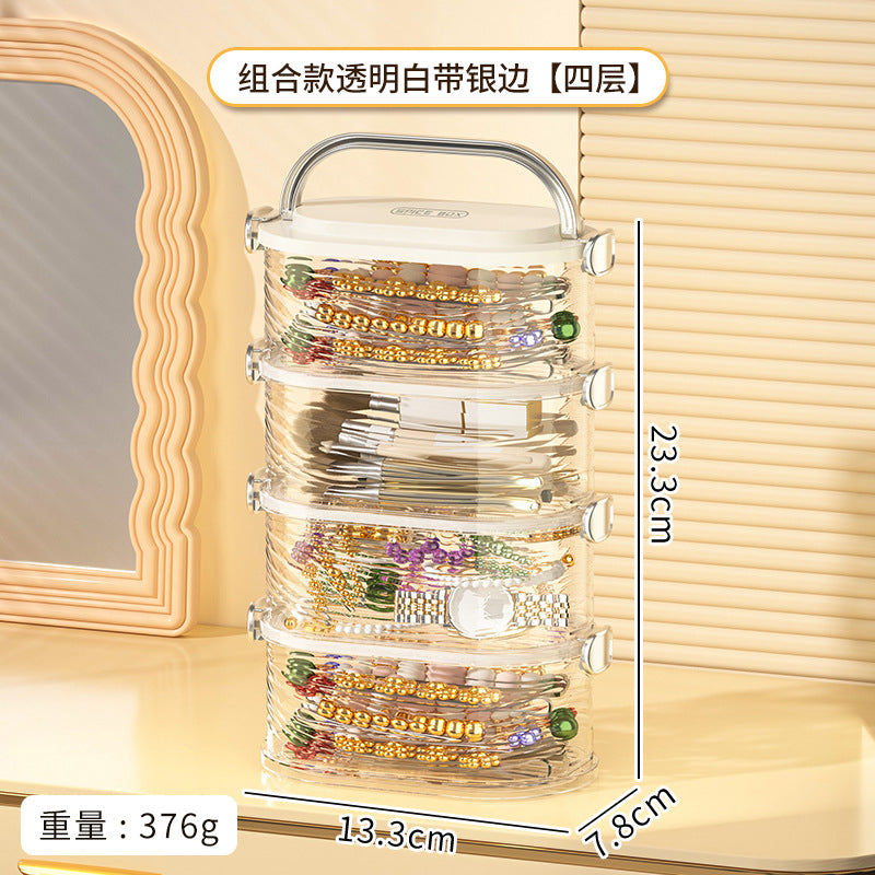 Customizable desktop storage box, multi-layer hair accessories, jewelry box, hair band, hair rope, hairpin, jewelry, transparent storage box.