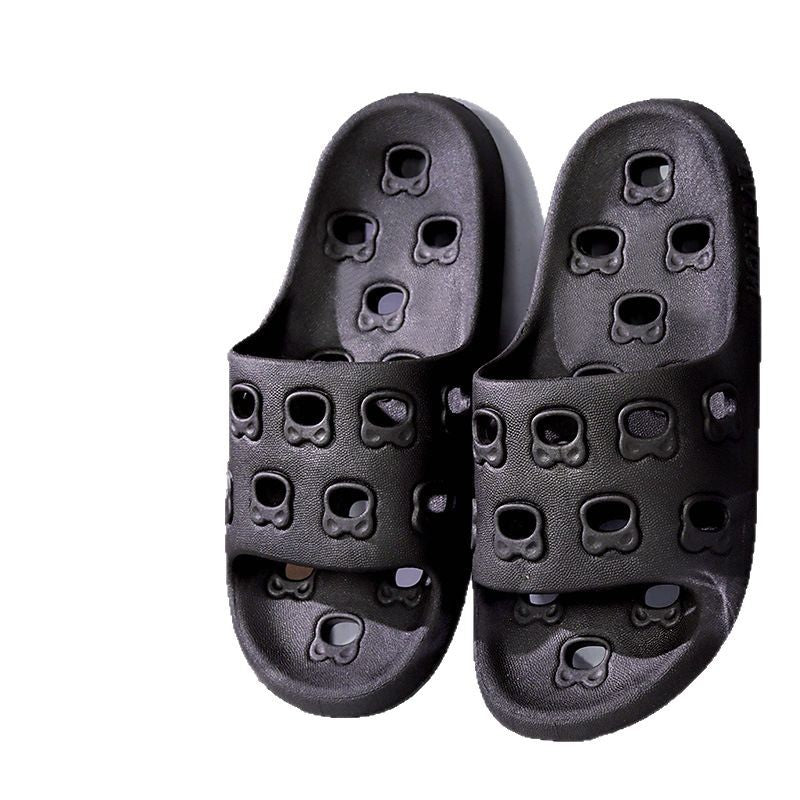 Cartoon 2025 new hollow-out slippers women's bathroom shower drain indoor home couple's cloud-like comfort slides men's