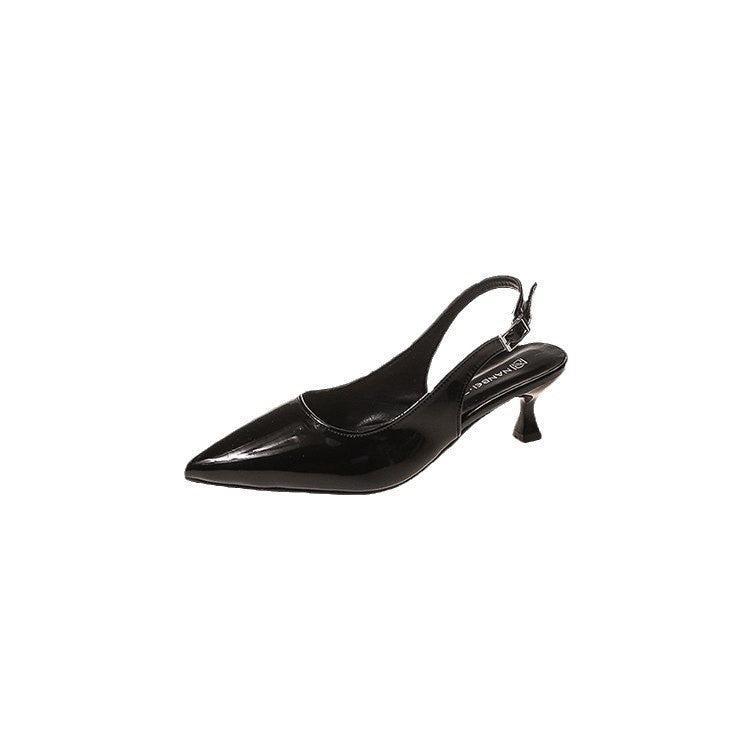 Pointed toe stiletto peep-toe sandals - new autumn 2025 collection: elegant buckled office-ready flats, low-cut open back high heels