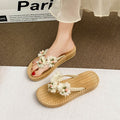 New platform heel 4cm fairy style floral flip-flops - women's summer outdoor anti-slip versatile beach sandals