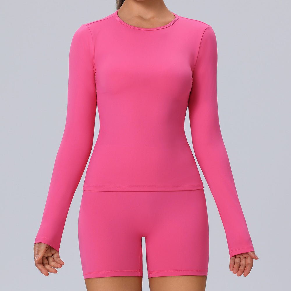 Amazon's new long sleeves yoga wear tight breathable elastic fitness wear professional training sportswear tops t-shirt