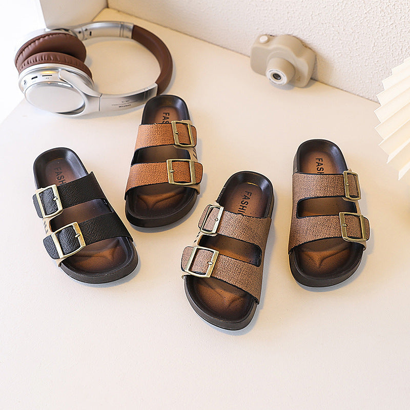 Custom birkenstock-style cork slides for boys and girls: indoor anti-slip fashion flip-flops for kids