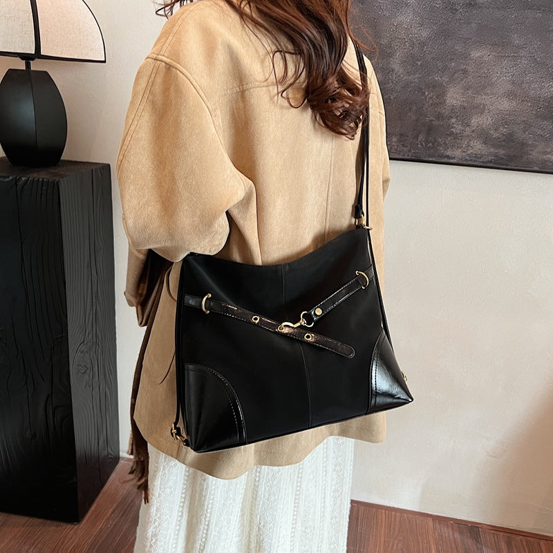 Retro large-capacity bag women's 2025 new fashion high-end tote bag casual and light lazy wind backpack