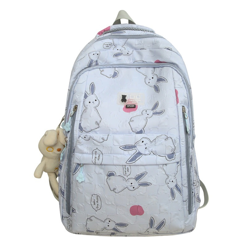 School bag female ins Mori Korean version printed junior high school student backpack high value college student lightweight backpack