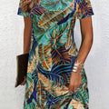wholesale women's short-sleeved dresses, fashionable women's dresses for spring, summer, and autumn, new cross-border printed designs