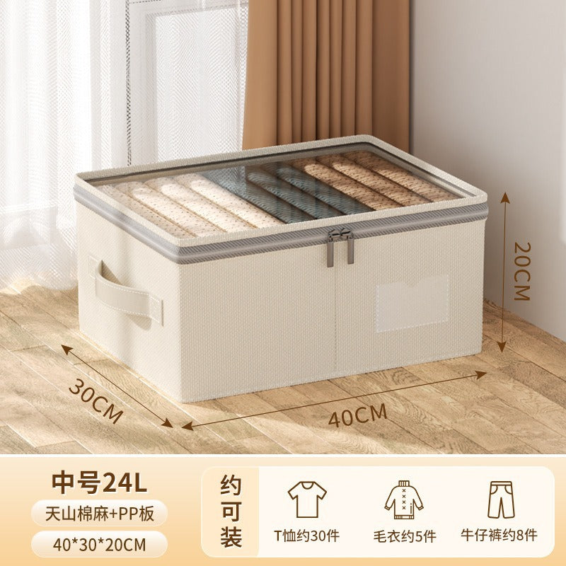 New Tianshan Snow Cotton Visual Fabric Storage Box Household Cotton and Linen Clothing Storage Bag Wardrobe Finishing Large Storage Box