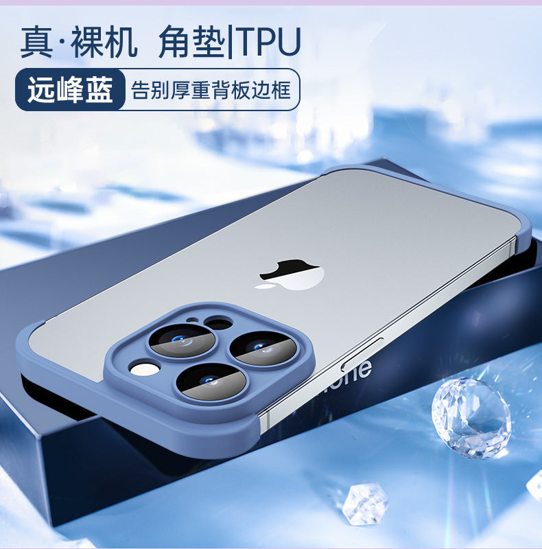 Suitable for iphone15pro with built-in glass lens film mobile phone case apple 14 corner pad tpu borderless protective case
