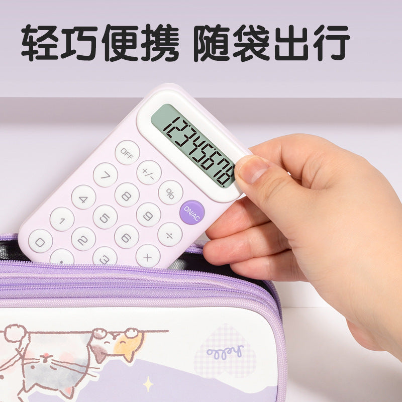 Deli TE10 Portable Calculator (Table) Candy Color Cute Student Small Computer Silicone Buttons