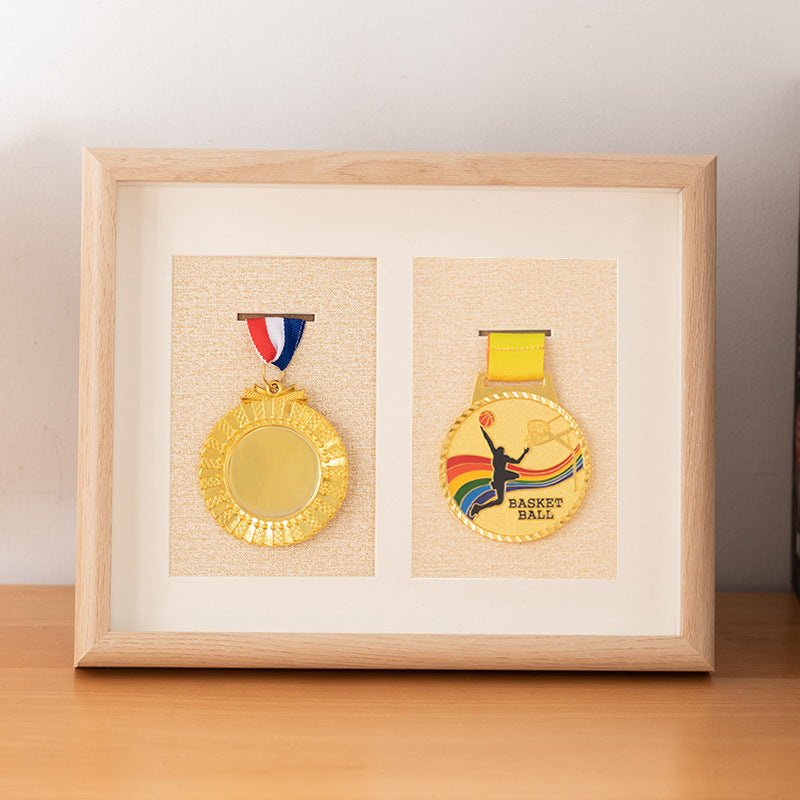 Wooden photo frame table medal storage display photo frame marathon gold medal hollow picture frame 10 inch keep medal