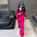 Girls' autumn trendy & chic sweatshirt set - stylish  new collection for mid-to-large children - long sleeve casual two-piece outfit
